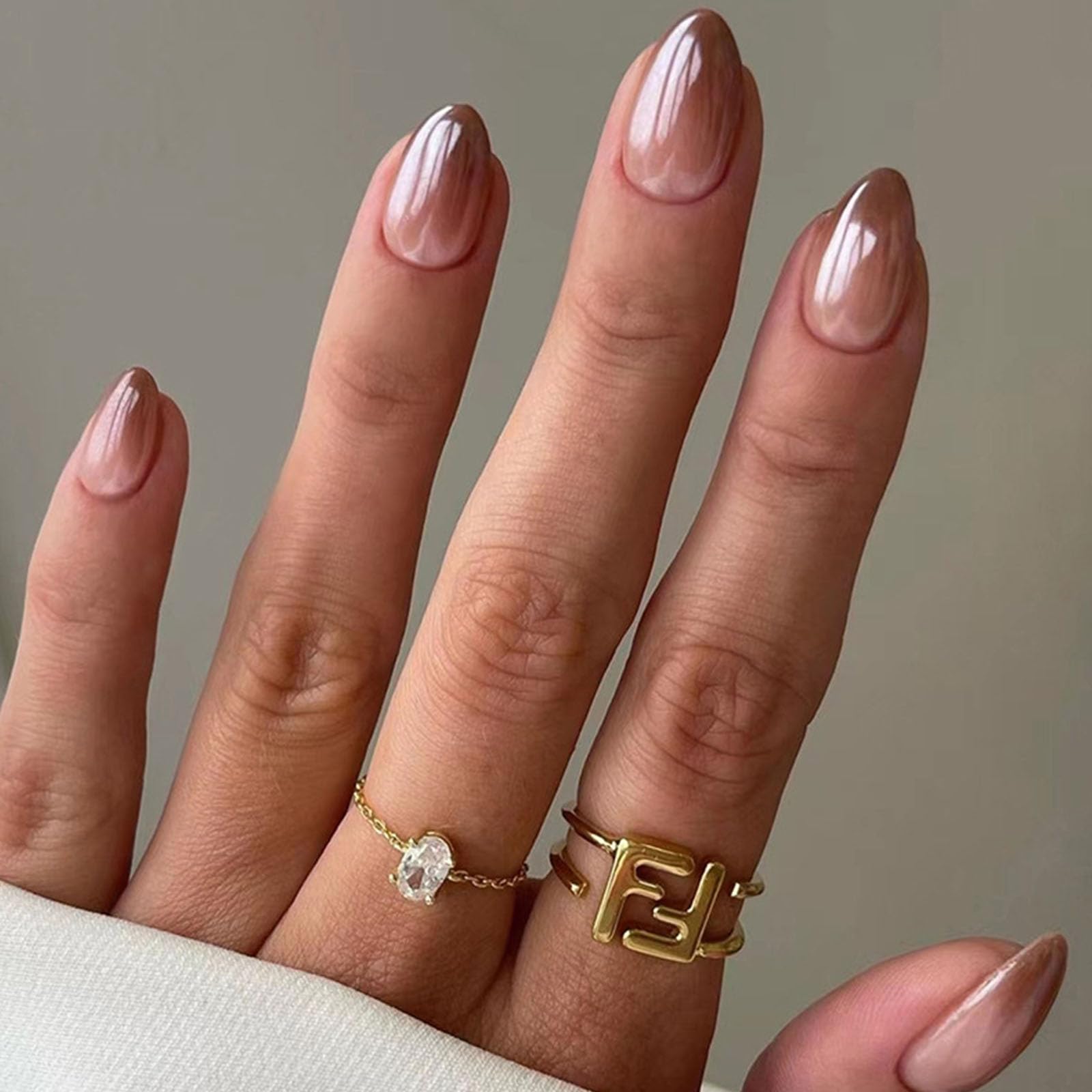 Almond Acrylic Press-on Nails – Brown Gradient 30pcs