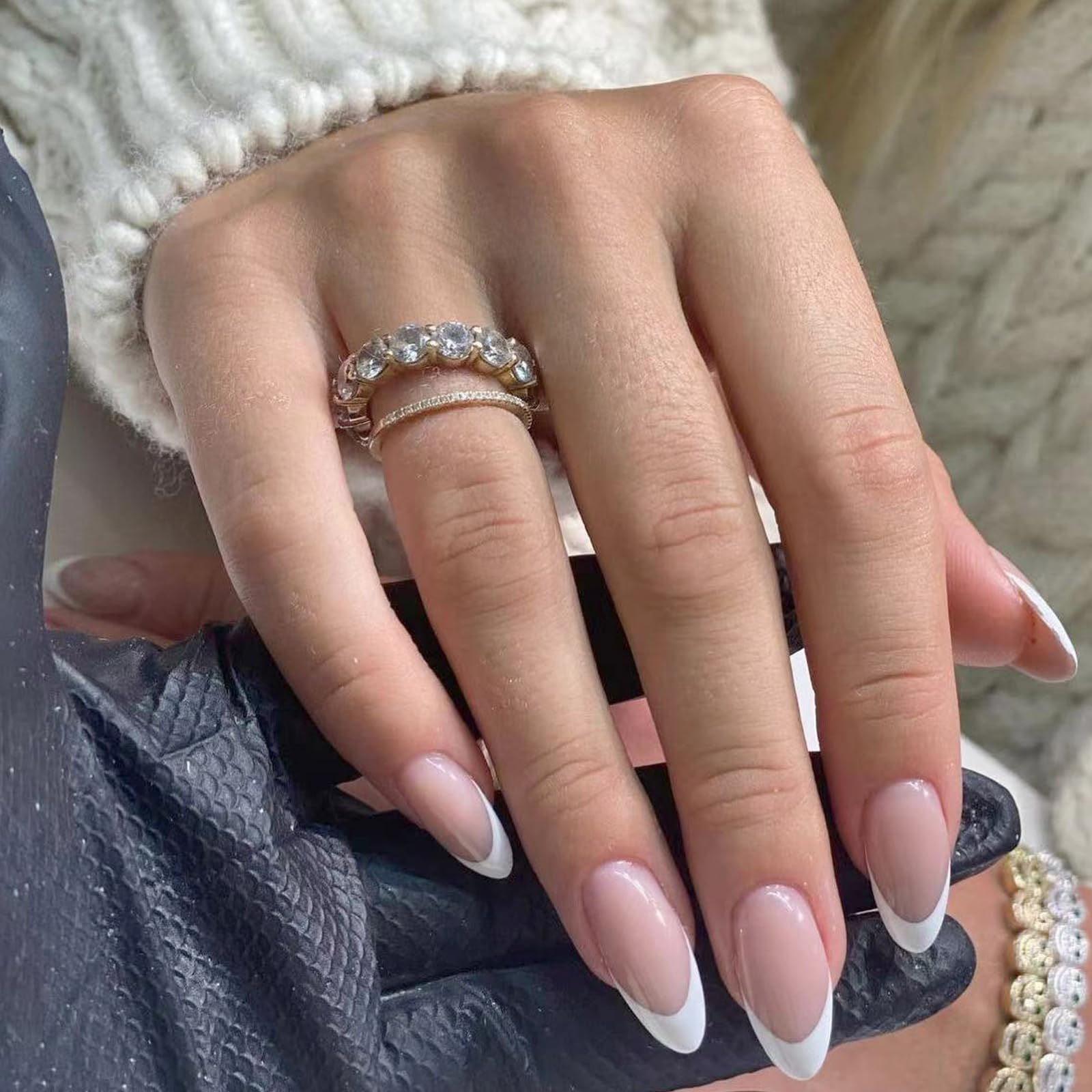 120pc Almond French Tip Nail Set